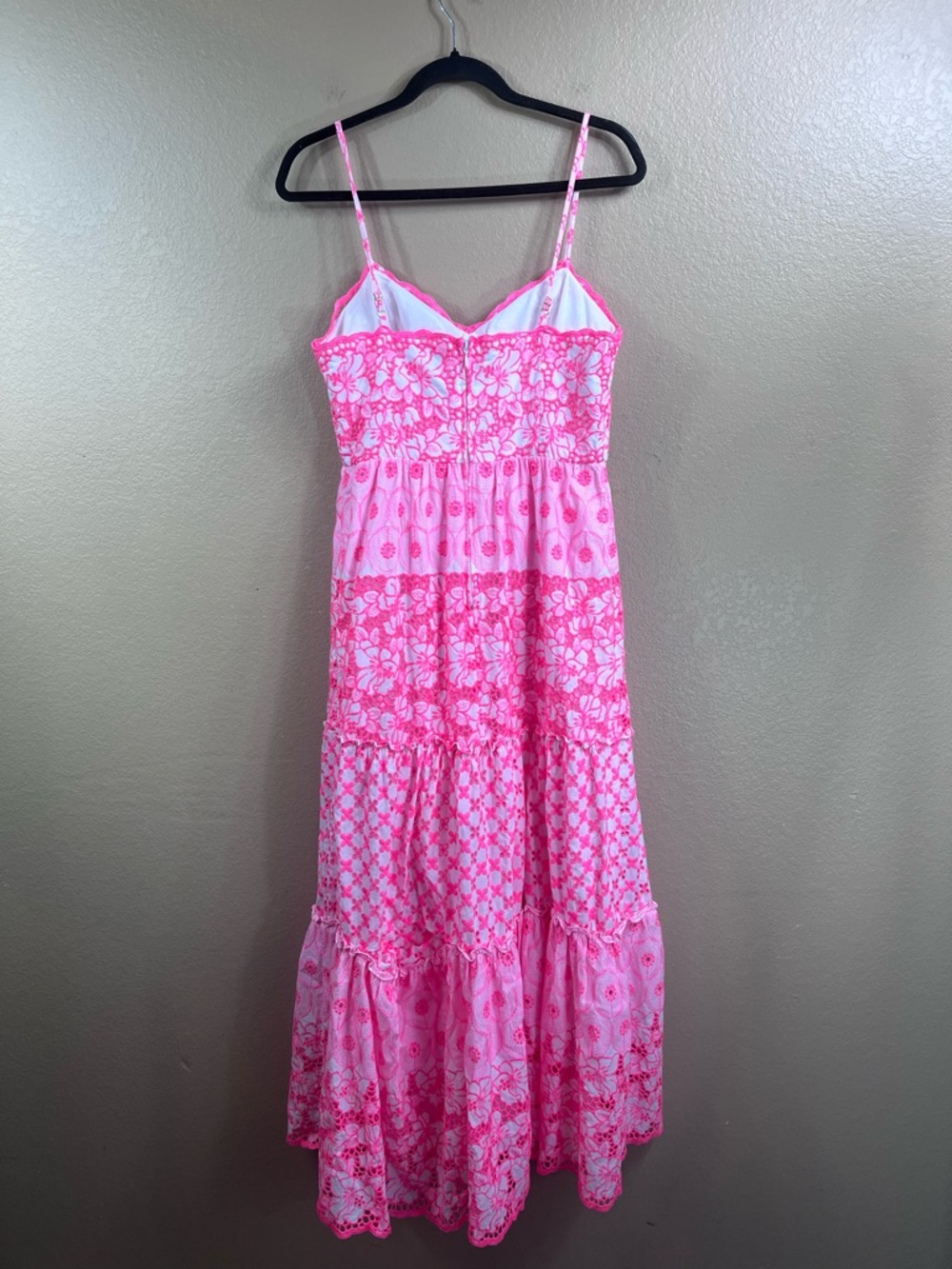 Lilly Pulitzer Kyla neon pink and white eyelet tiered maxi dress - Picture 5 of 11